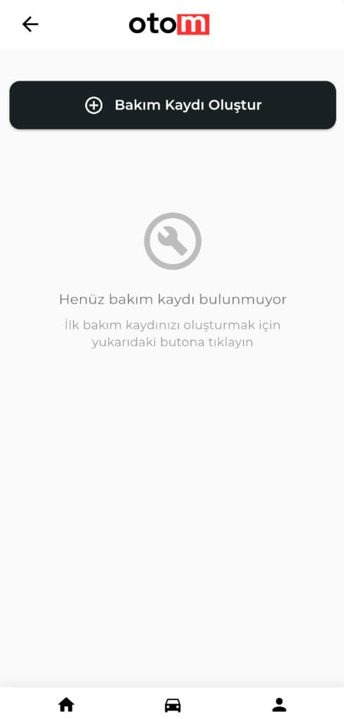 Otom uygulaması bakım kayıtları